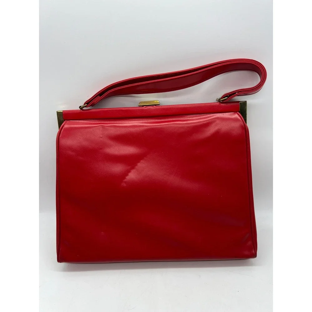 Theodor California‎ Vintage Handbag Red Mod Retro Rockabilly Faux Leather Medium